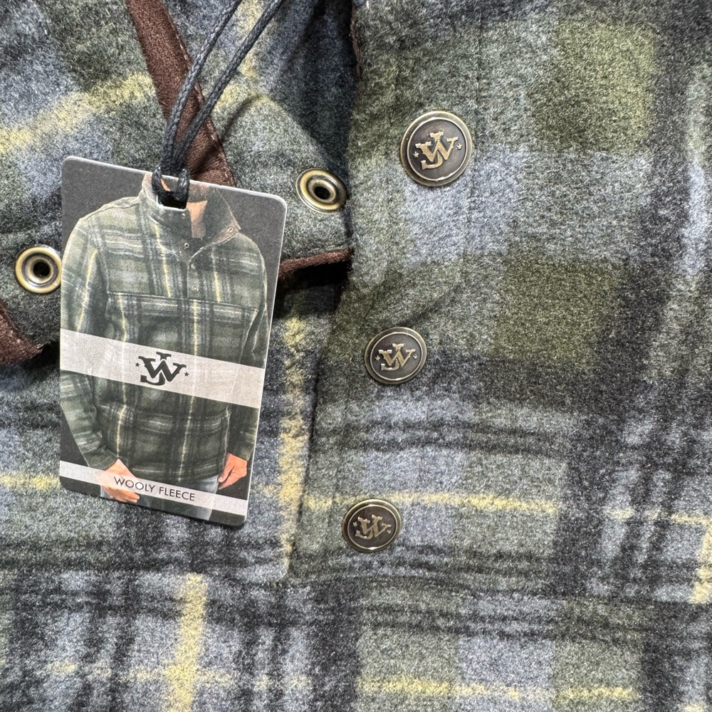 John Wayne Wooly Fleece Pullover Jacket Men XL Western Style Plaid Snap NWT - Picture 5 of 7